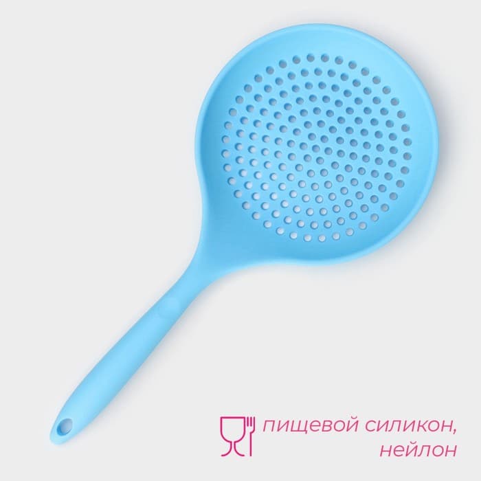 Шумовка Доляна «Фиш», 36×17×2.5 см, голубая