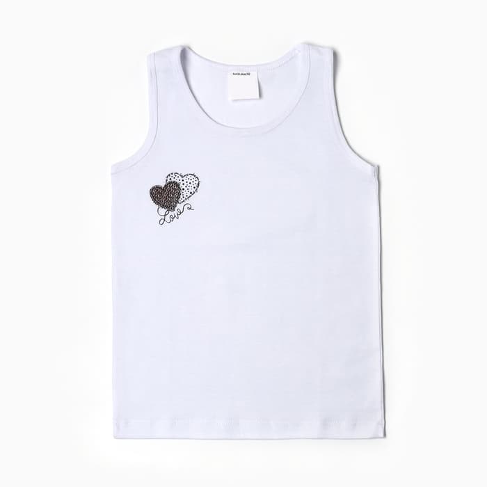 Майка для девочки, белая, размер 26 (80-86 см), принт МИКС