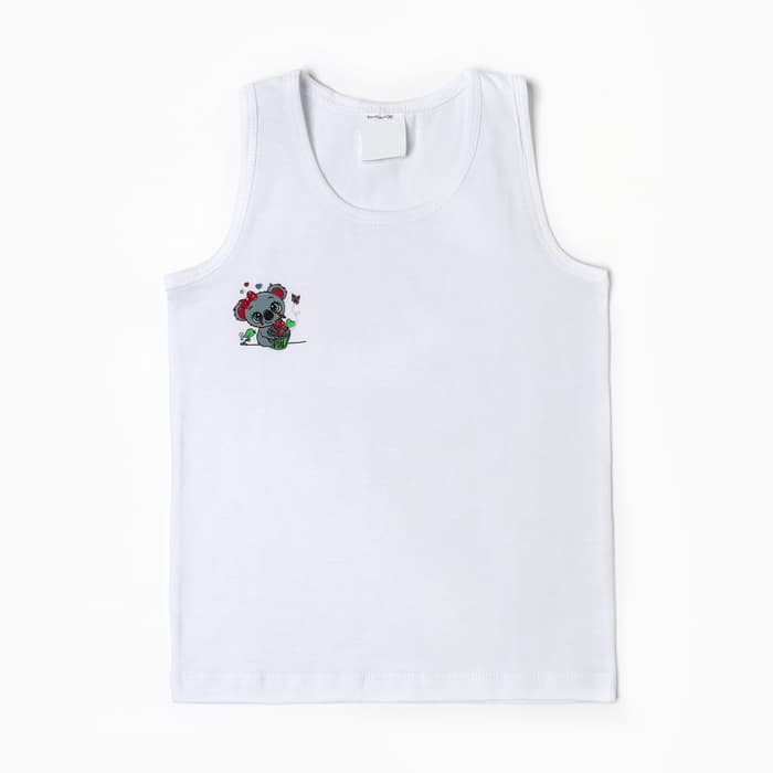 Майка для девочки, белая, размер 26 (80-86 см), принт МИКС