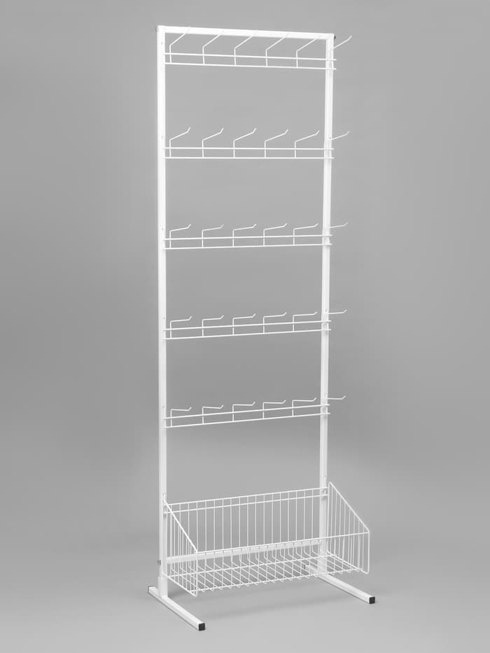 Стойка прикассовая, с крючками, 64×50×185 см, белая