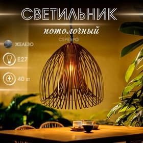 Светильник потолочный «Лиф», 1×40 Вт, Е27, 44×44×52 см, серебро