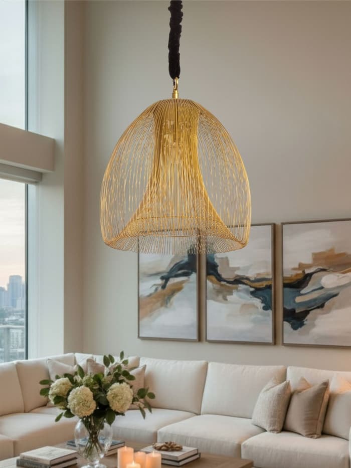 Светильник потолочный «Флоп», 1×40 Вт, Е27, 43×43×53 см, золотистый