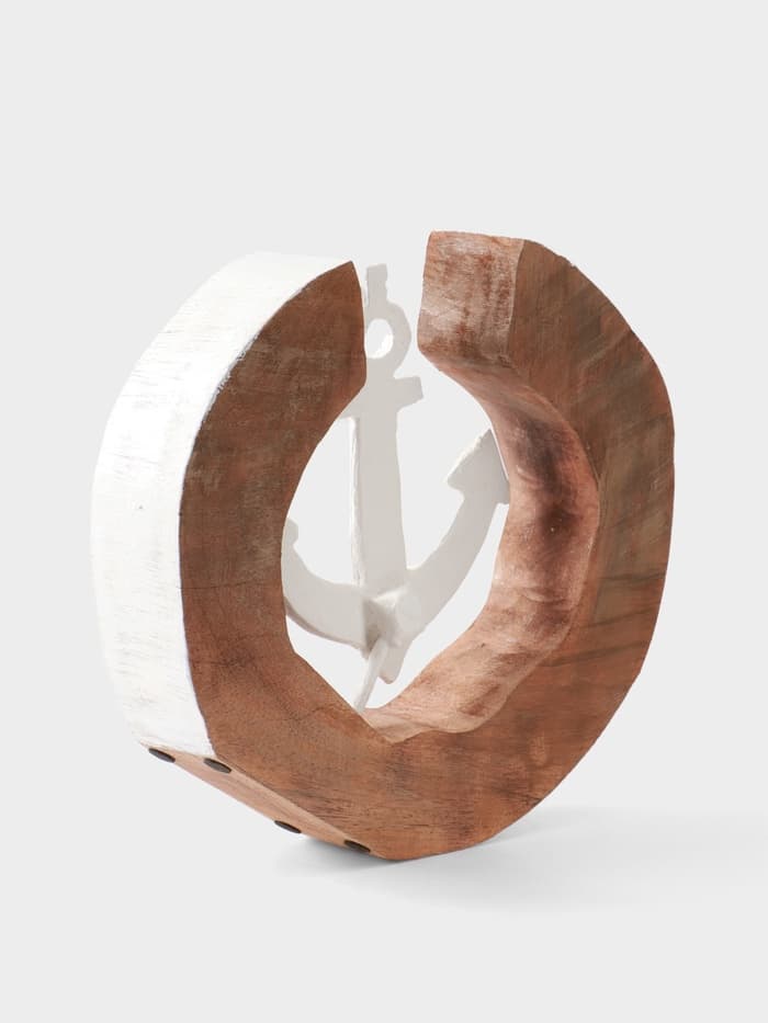 Сувенир «Якорь», 28×6×27 см, алюминий, манговое дерево