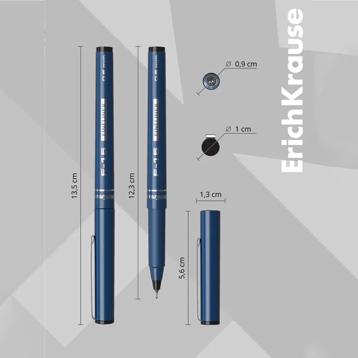 Ручка капиллярная ErichKrause F-15 Stick Classic, узел 0.6 мм, чернила чёрные, длина линии письма 400 метров
