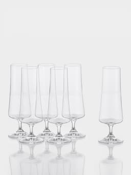 Бокалы для шампанского «Экстра», 215 мл, набор 6 шт., стекло, прозрачные