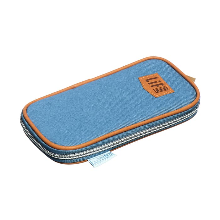 Пенал-футляр мягкий 110×200×20 мм, текстильный, Феникс «Голубой джинс»