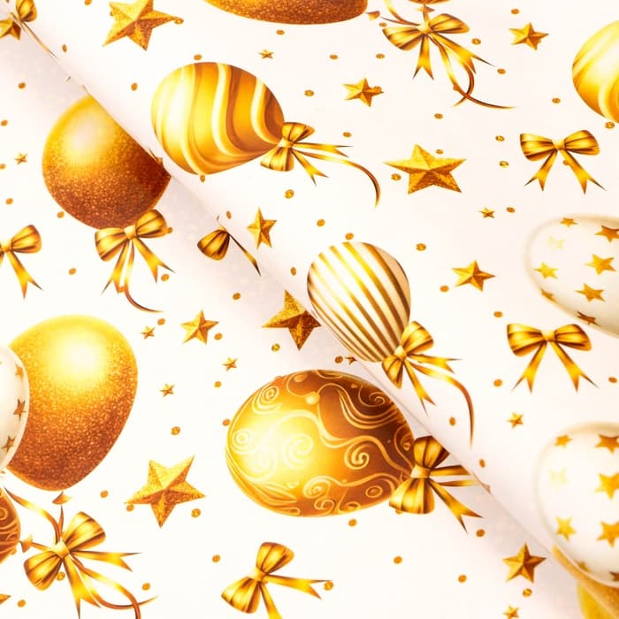 Бумага упаковочная двухсторонняя «Золотые шары», глянец, 70×100 см
