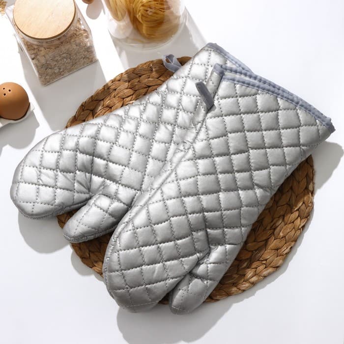 Набор прихваток Доляна «Профи», 2 шт., 37.5×17.5×2 см, серые