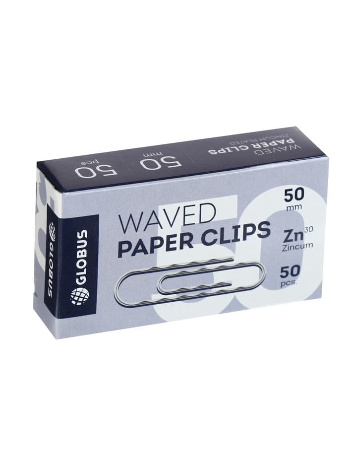 Скрепки канцелярские GLOBUS, 50 мм, 50 шт., оцинкованные, гофрированные