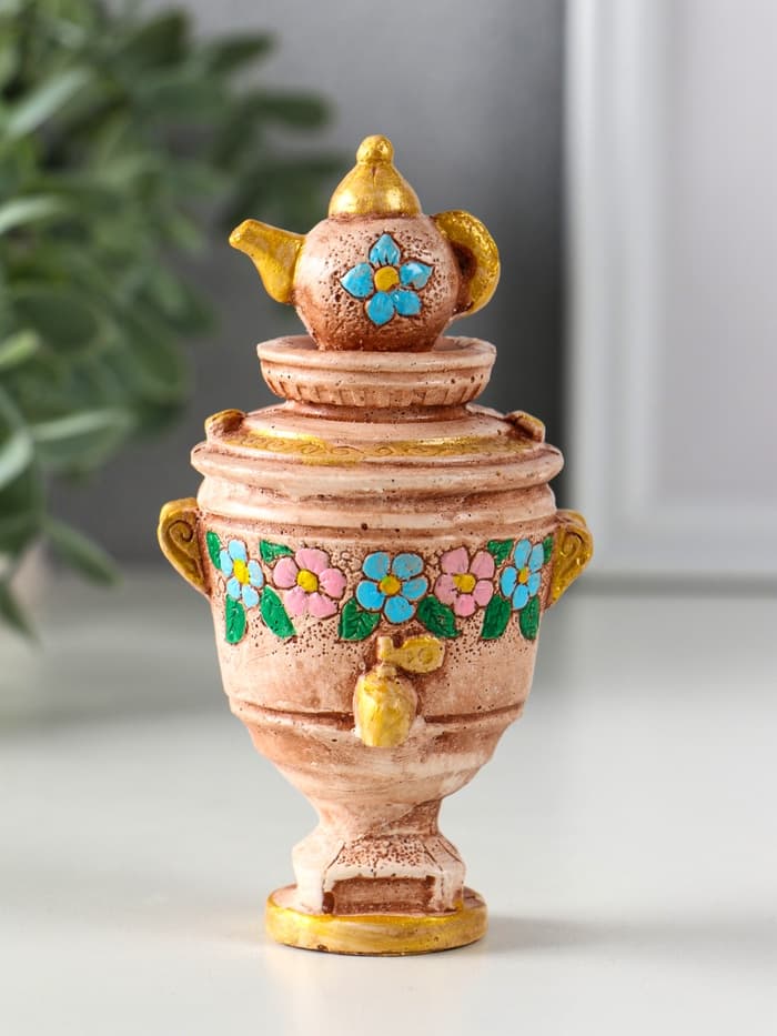 Фигурка декоративная «Самовар», гипсовая, 12×6×6.5 см