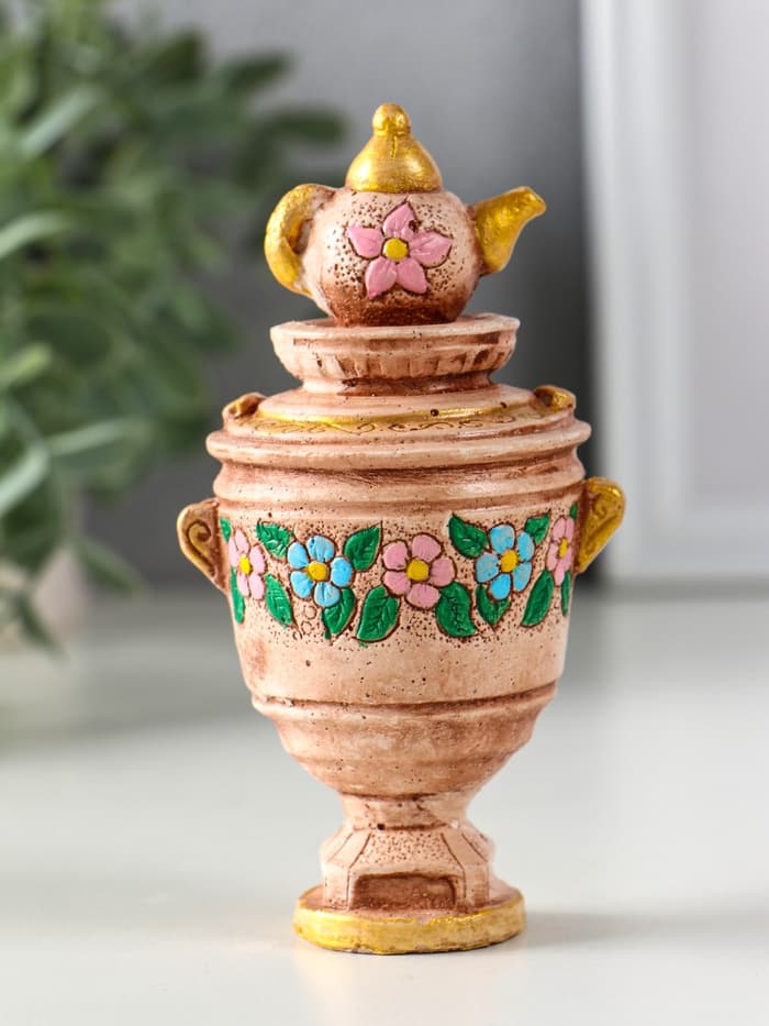 Фигурка декоративная «Самовар», гипсовая, 12×6×6.5 см