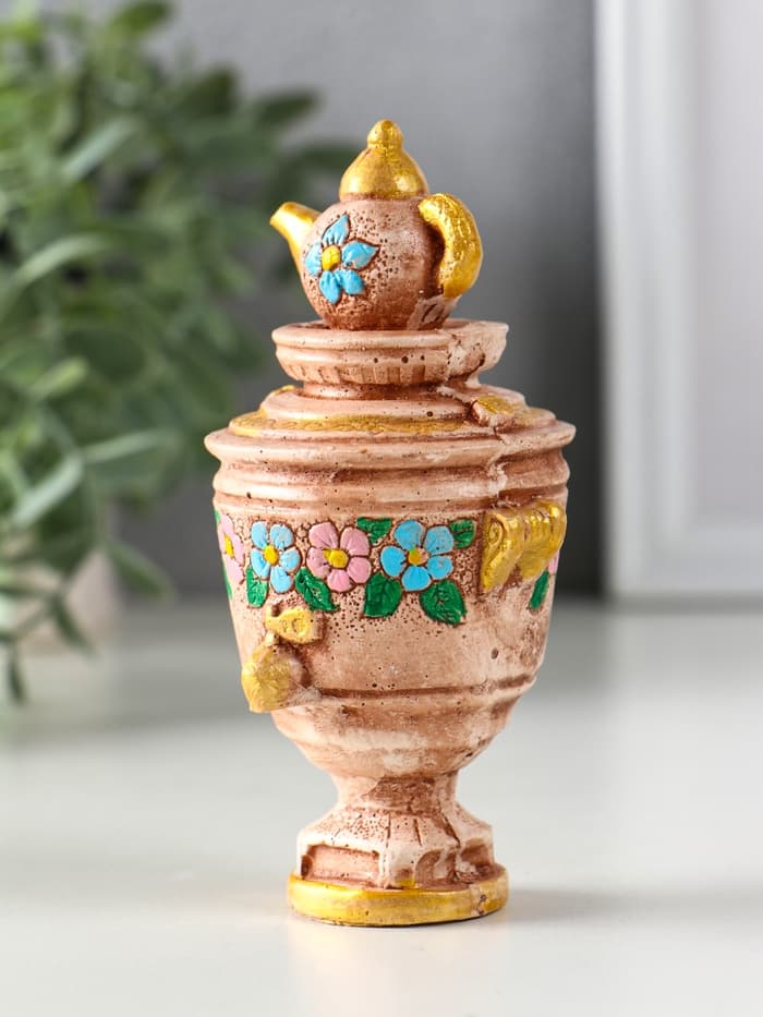 Фигурка декоративная «Самовар», гипсовая, 12×6×6.5 см