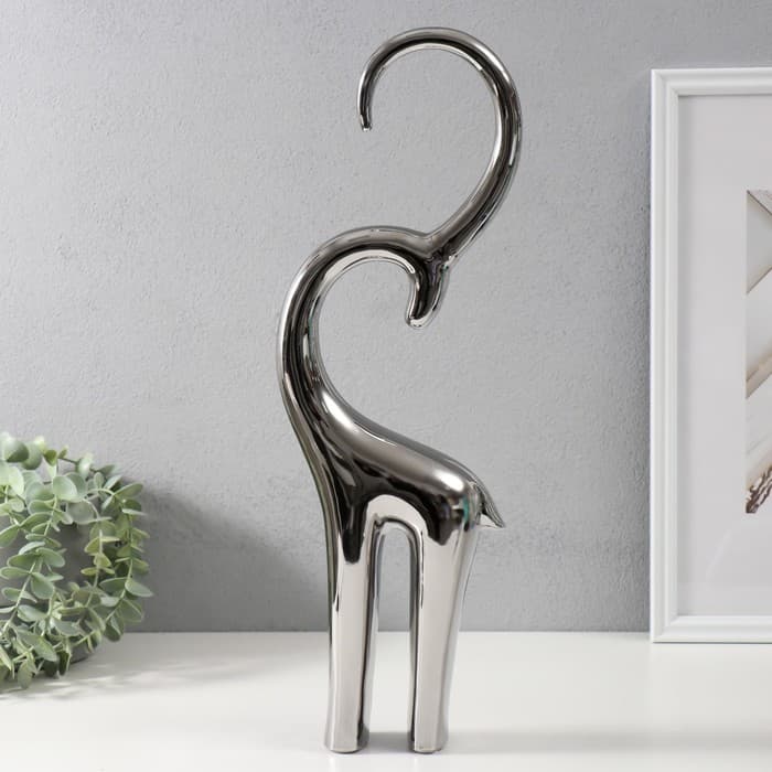 Фигурка керамика «Антилопа», серебро, 6×13×47.5 см