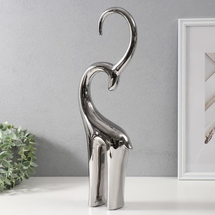 Фигурка керамика «Антилопа», серебро, 6×13×47.5 см