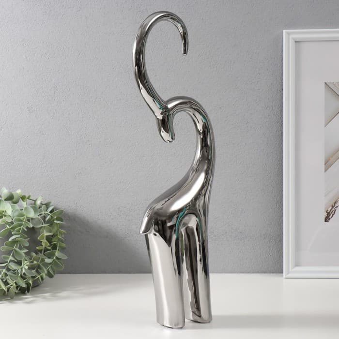 Фигурка керамика «Антилопа», серебро, 6×13×47.5 см