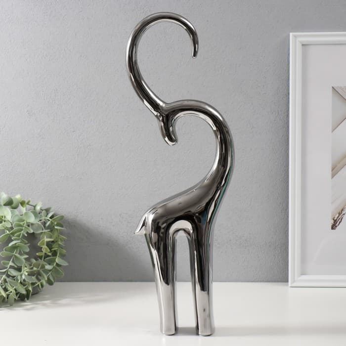 Фигурка керамика «Антилопа», серебро, 6×13×47.5 см