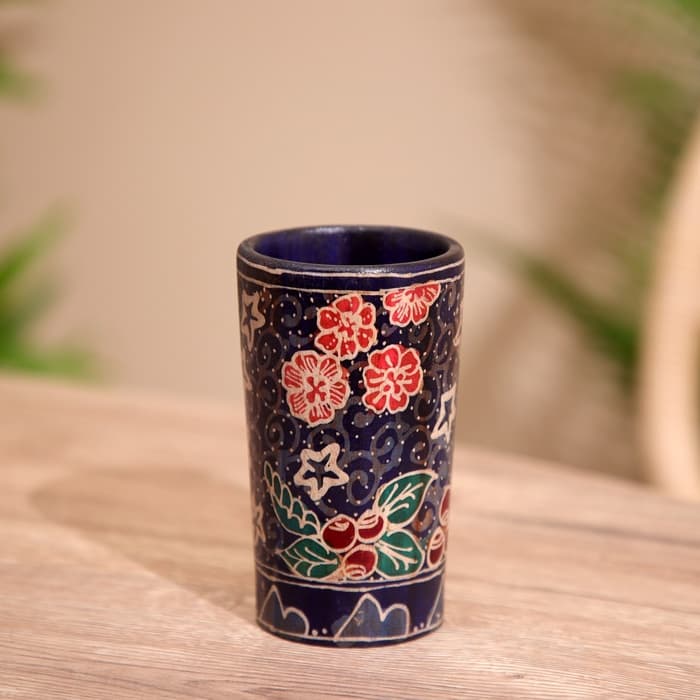 Баночка деревянная, 7×7×12 см, батик