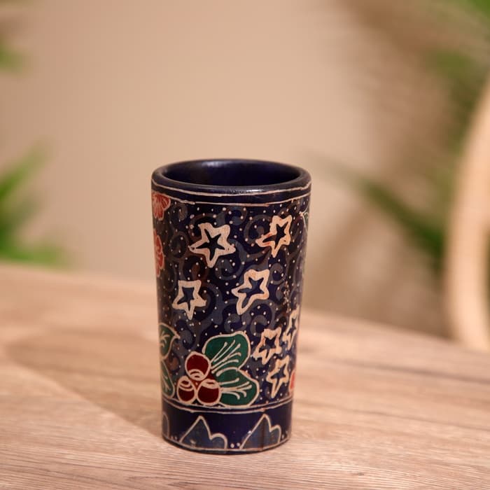 Баночка деревянная, 7×7×12 см, батик