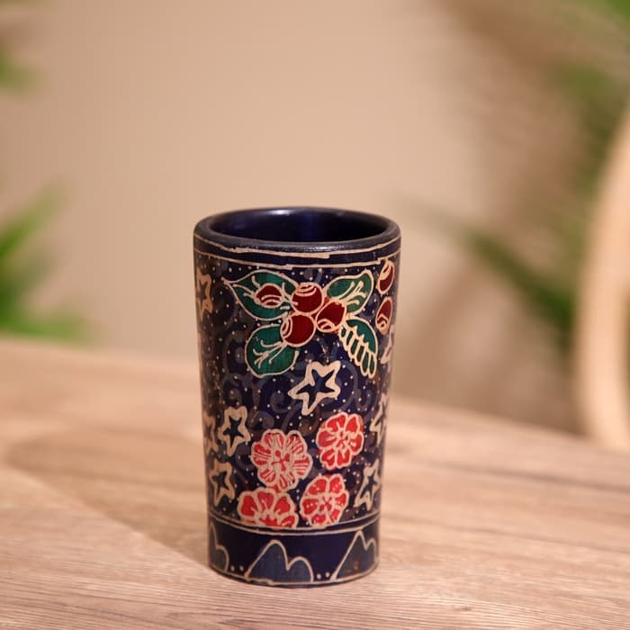 Баночка деревянная, 7×7×12 см, батик