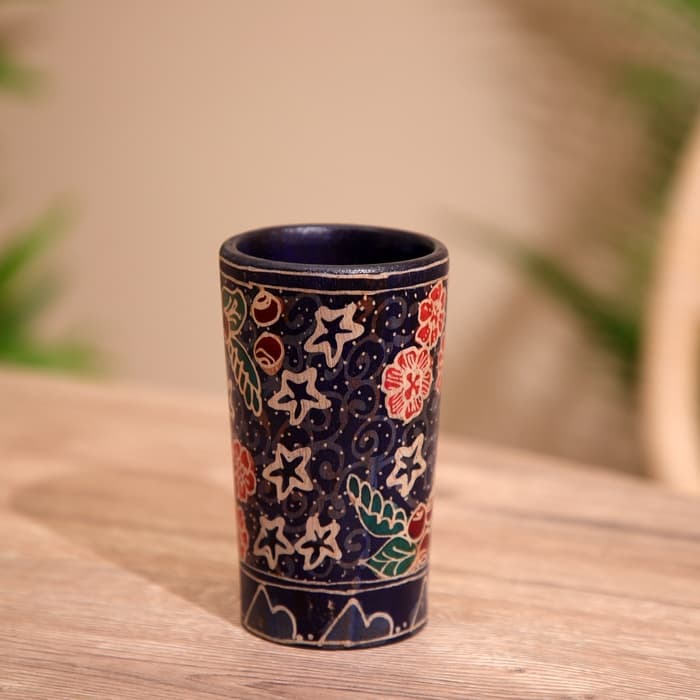 Баночка деревянная, 7×7×12 см, батик