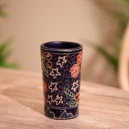 Баночка деревянная, 7×7×12 см, батик