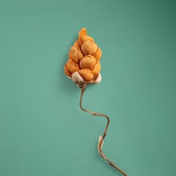 Сухоцвет на бамбуковом стебле, 150 см, оранжевый