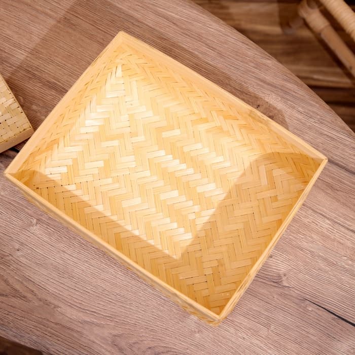 Шкатулка плетёная с крышкой, 30×23×11 см, бамбук