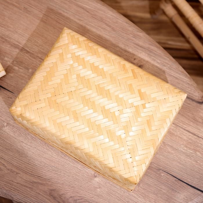Шкатулка плетёная с крышкой, 30×23×11 см, бамбук