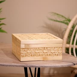 Шкатулка плетёная с крышкой, 25×25×12 см, бамбук