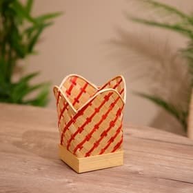 Салфетница плетёная, из бамбука 9×9×14 см