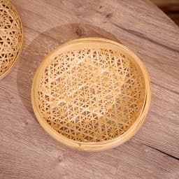 Шкатулка с крышкой плетёная, 20×20×11 см, бамбук