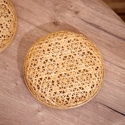 Шкатулка с крышкой плетёная, 20×20×11 см, бамбук