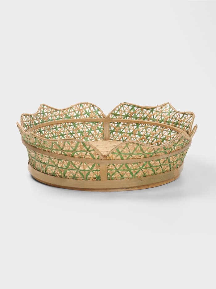 Корзинка плетёная, 40×40×10 см, бамбук