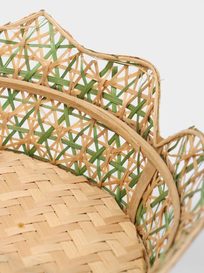 Корзинка плетёная, 40×40×10 см, бамбук