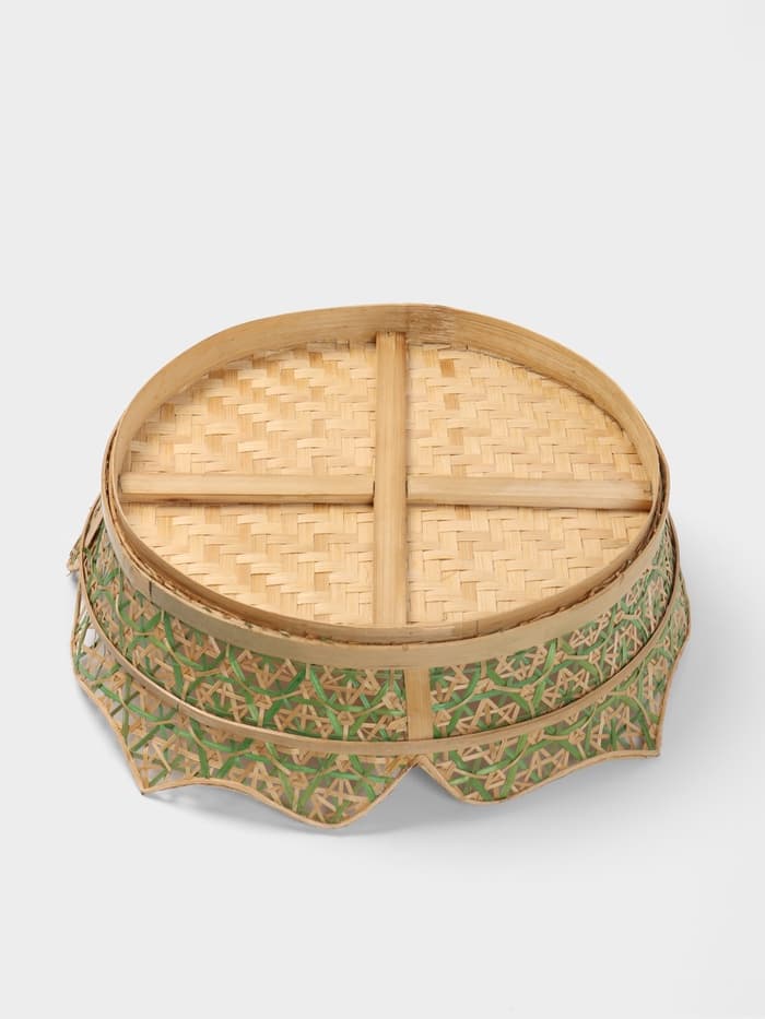 Корзинка плетёная, 40×40×10 см, бамбук