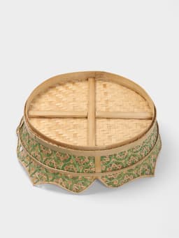 Корзинка плетёная, 40×40×10 см, бамбук