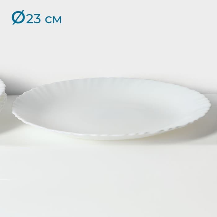 Тарелки Avvir «Дива», d=23 см, набор 6 шт., стеклокерамика, белые