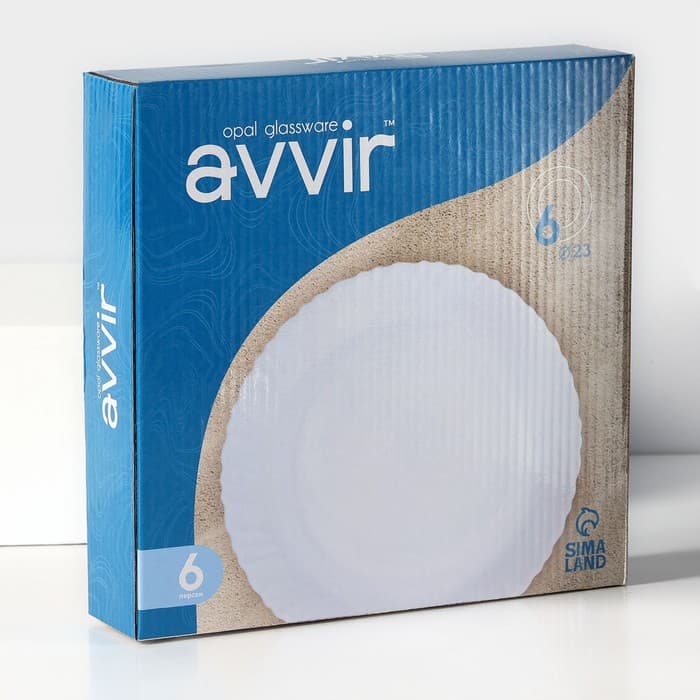 Тарелки Avvir «Дива», d=23 см, набор 6 шт., стеклокерамика, белые
