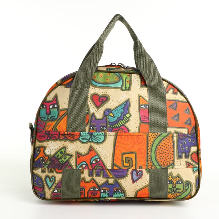 Сумка дорожная на молнии, наружный карман, держатель для чемодана, длинный ремень, бежевая, оранжевая