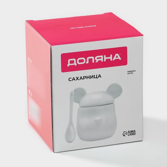 Сахарница Доляна «Мишка Отто», 400 мл, 11×12×12.5 см, белая