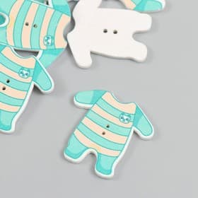 Пуговицы дерево для творчества 2 прокола «Комбинезон зелёный», набор 15 шт., 3.2×3.3 см