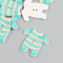 Пуговицы дерево для творчества 2 прокола «Комбинезон зелёный», набор 15 шт., 3.2×3.3 см