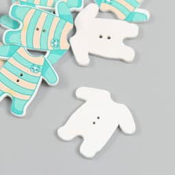 Пуговицы дерево для творчества 2 прокола «Комбинезон зелёный», набор 15 шт., 3.2×3.3 см