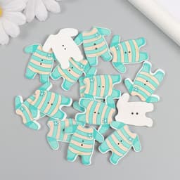 Пуговицы дерево для творчества 2 прокола «Комбинезон зелёный», набор 15 шт., 3.2×3.3 см