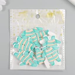 Пуговицы дерево для творчества 2 прокола «Комбинезон зелёный», набор 15 шт., 3.2×3.3 см