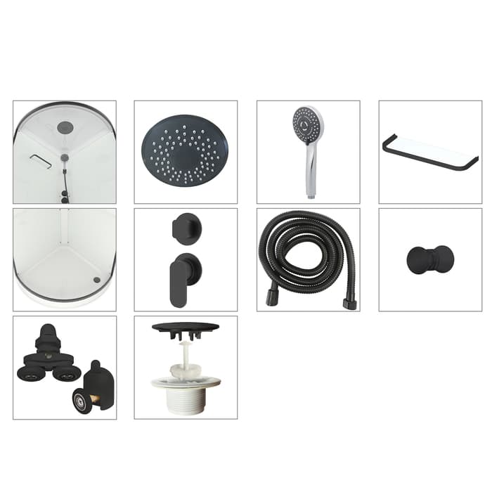 Душевая кабина Domani-Spa Simple 99, поддон 15 см, белые стенки, прозрачное стекло, 90×90 см