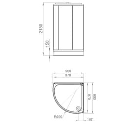 Душевая кабина Domani-Spa Simple 99, поддон 15 см, белые стенки, прозрачное стекло, 90×90 см