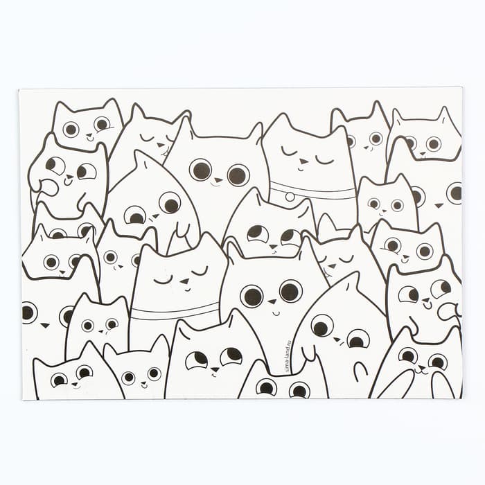 Магнит-раскраска многоразовая «Котики», 14.8×21 см