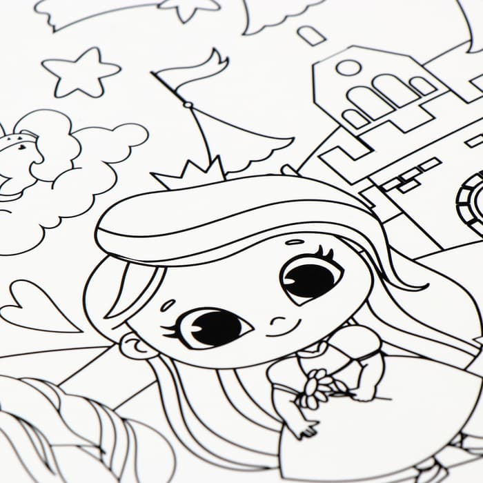 Магнит-раскраска многоразовая «Принцесса и сказочные Единорожки», 14.8×21 см