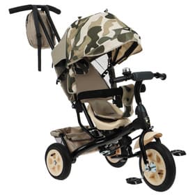 Велосипед детский трёхколёсный Vivat 1, трансформер, с родительской ручкой, диаметр колёс 8" и 10", принт хаки, бежевый